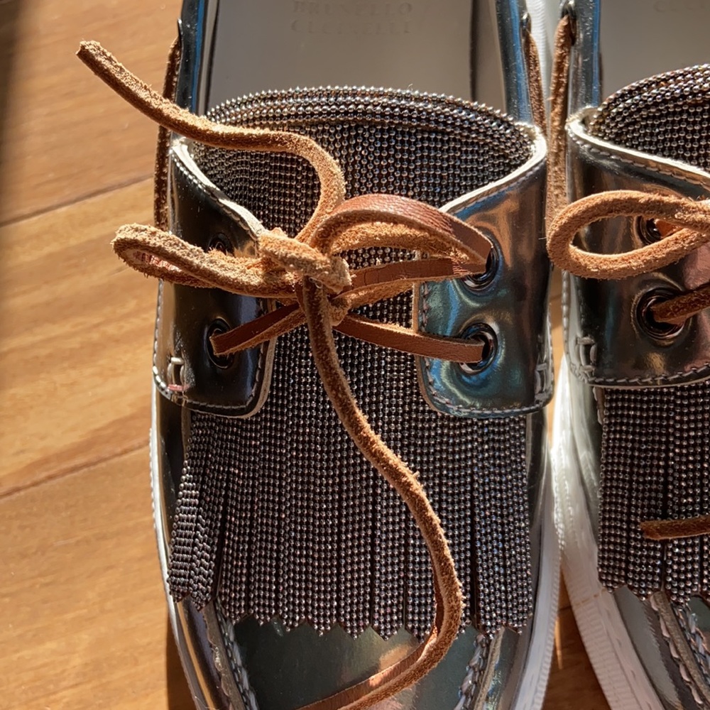 Brunello Cucinelli Silver Monilli Platform Boat S… - image 4